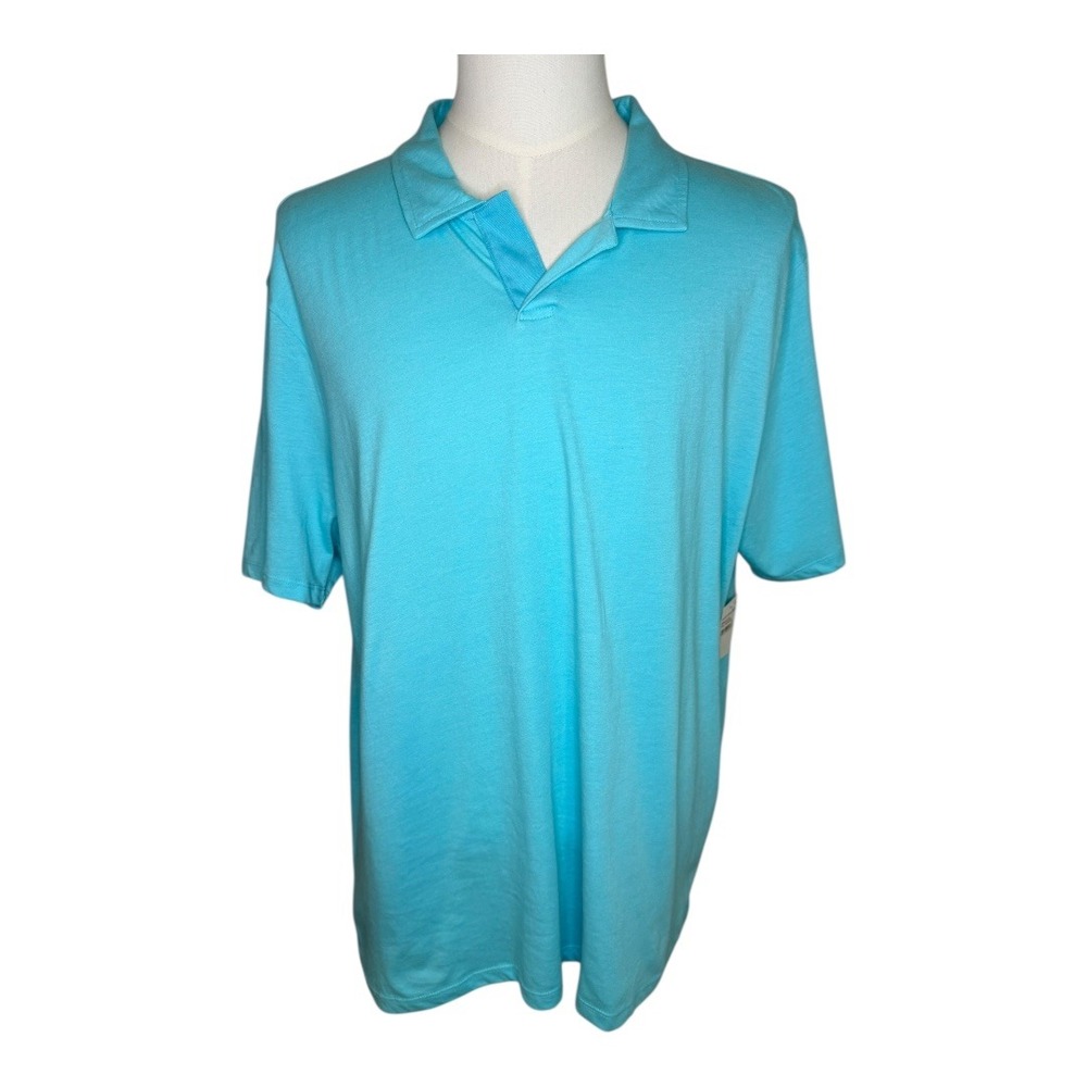 Abound Polo Shirt‎ Soft Knit Short Sleeve Casual Top Aqua Blue 2XL NWT